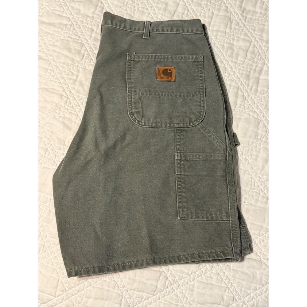 Carhartt B25 MOS Washed Duck Work Shorts Mens 38 Moss Green Union Made USA